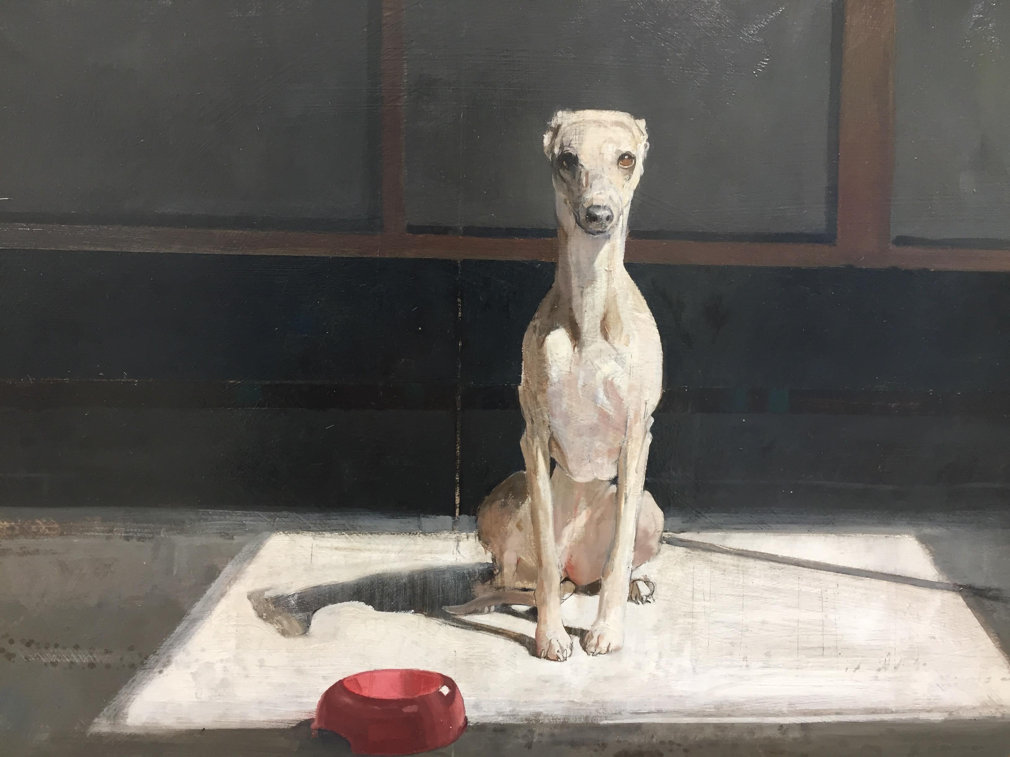 Dog in the light, 21st Century Contemporary Painting of a dog by Pieter Pander 1