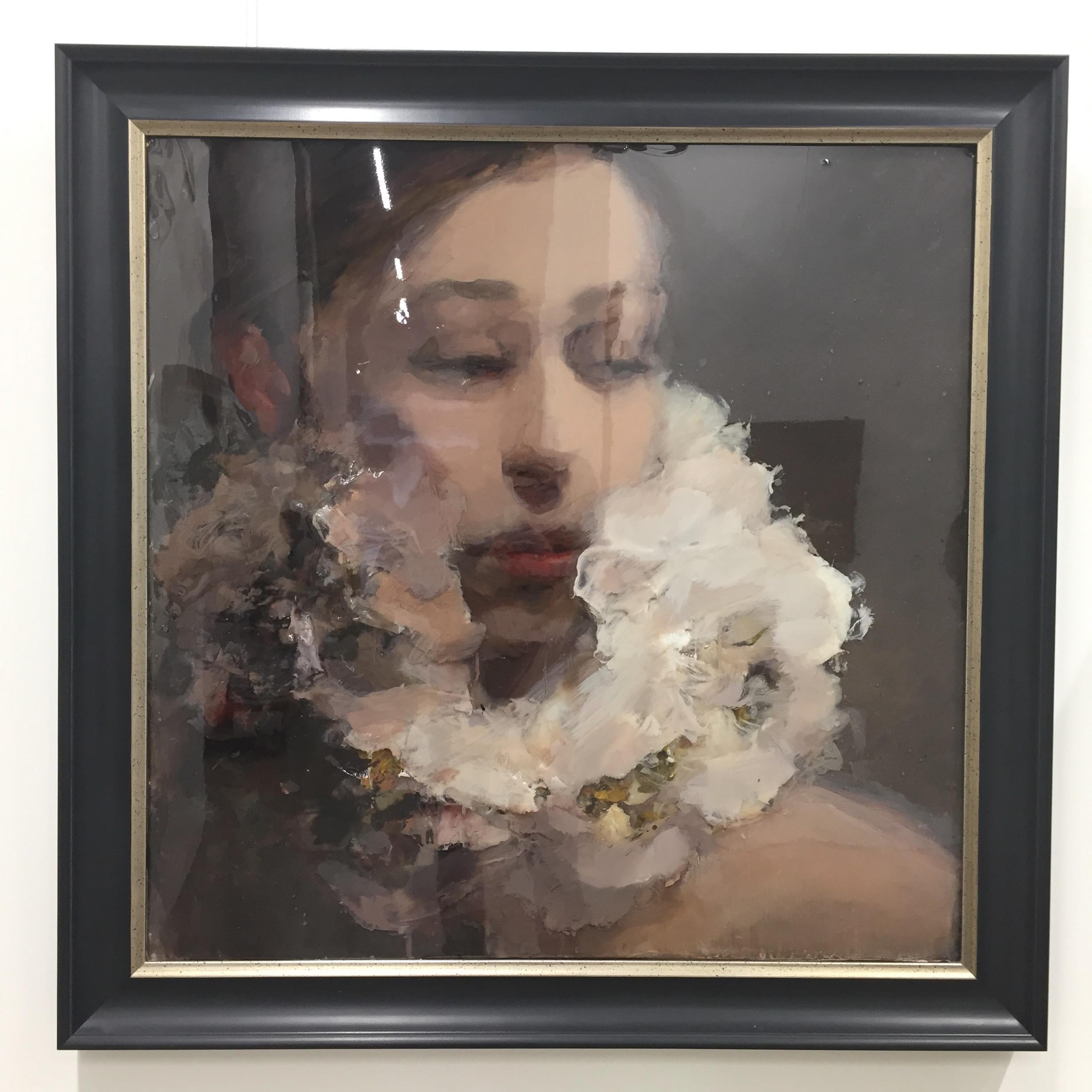 Soft, 21st Century portrait painting, Acrylic & Epoxy layers by Anne-Rixt Kuik - Painting by Anne Rixt Kuik