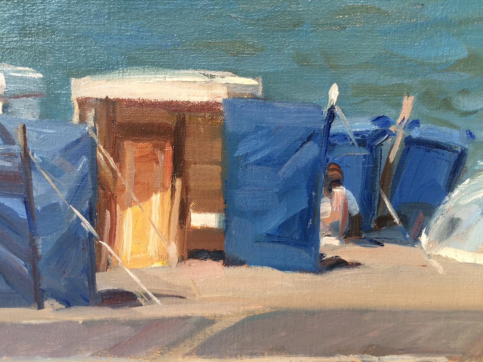 Beach sunrise and beach tent, 21st Century contemporary landscape, Hans Versfelt 1