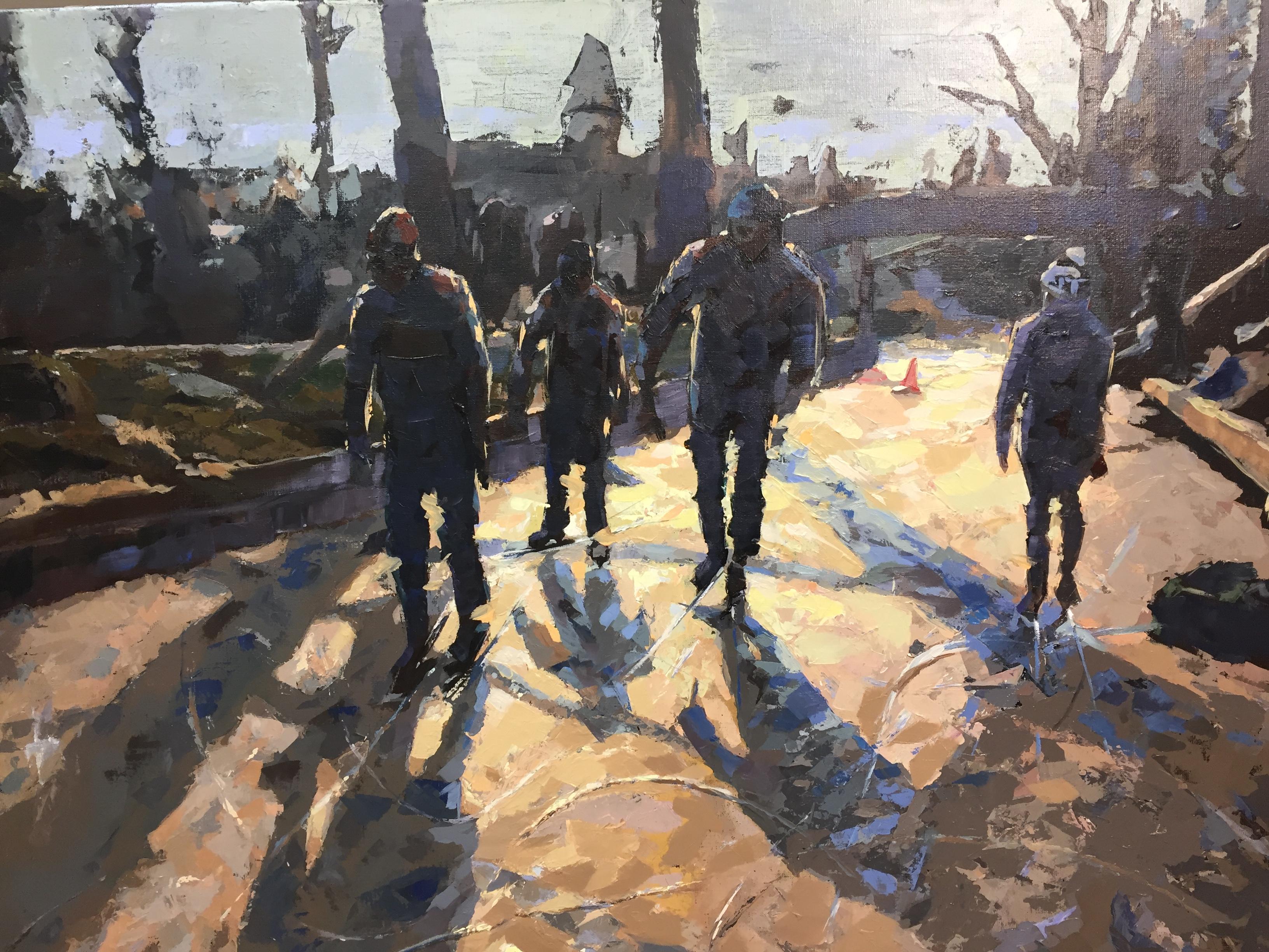 Dutch Winter, Iceskating in Giethoorn,  Contemporary Painting by Mitzy Renooy 4