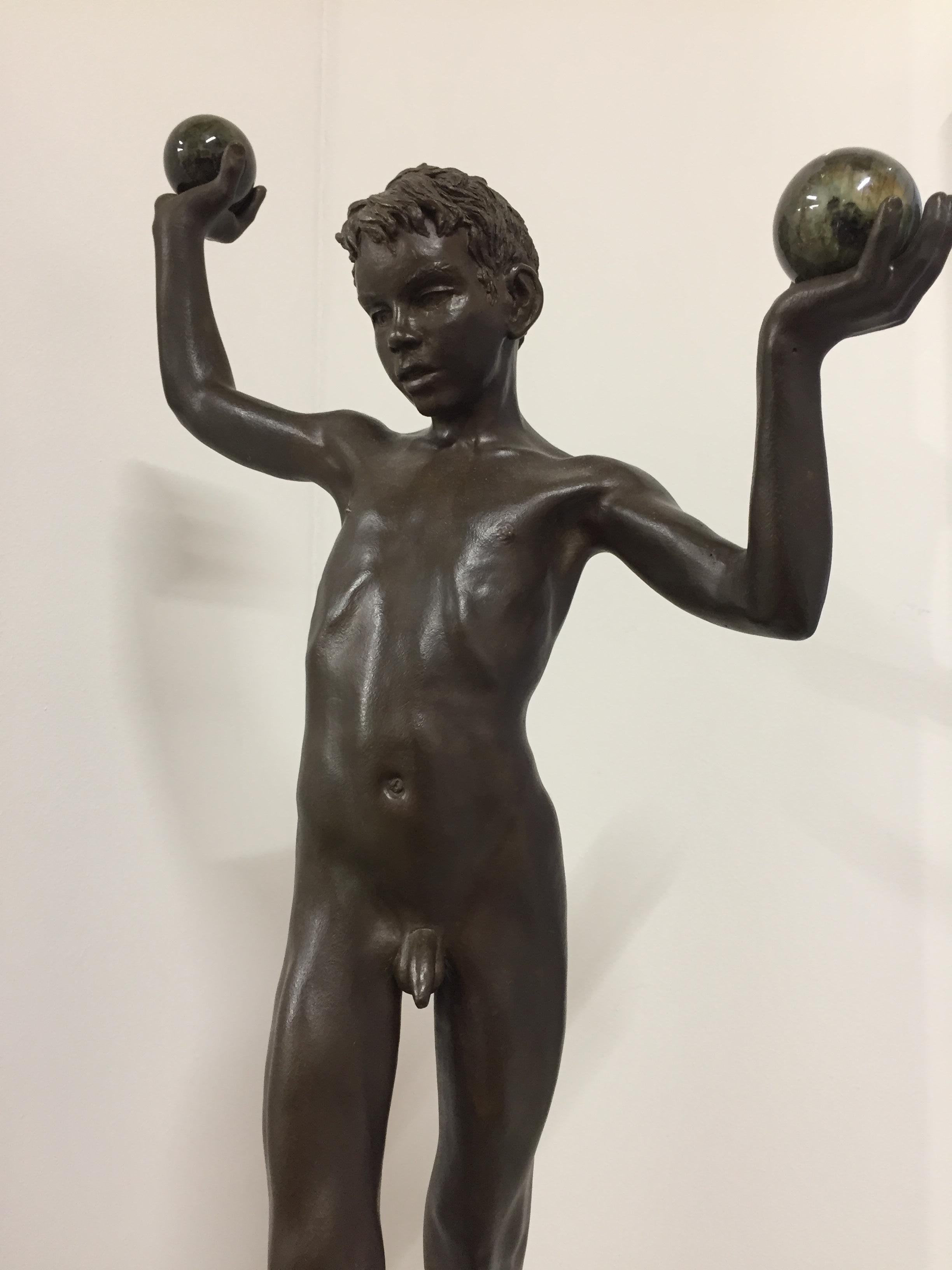 Tollit, 21st Century Contemporary Bronze Sculpture of a nude boy 10
