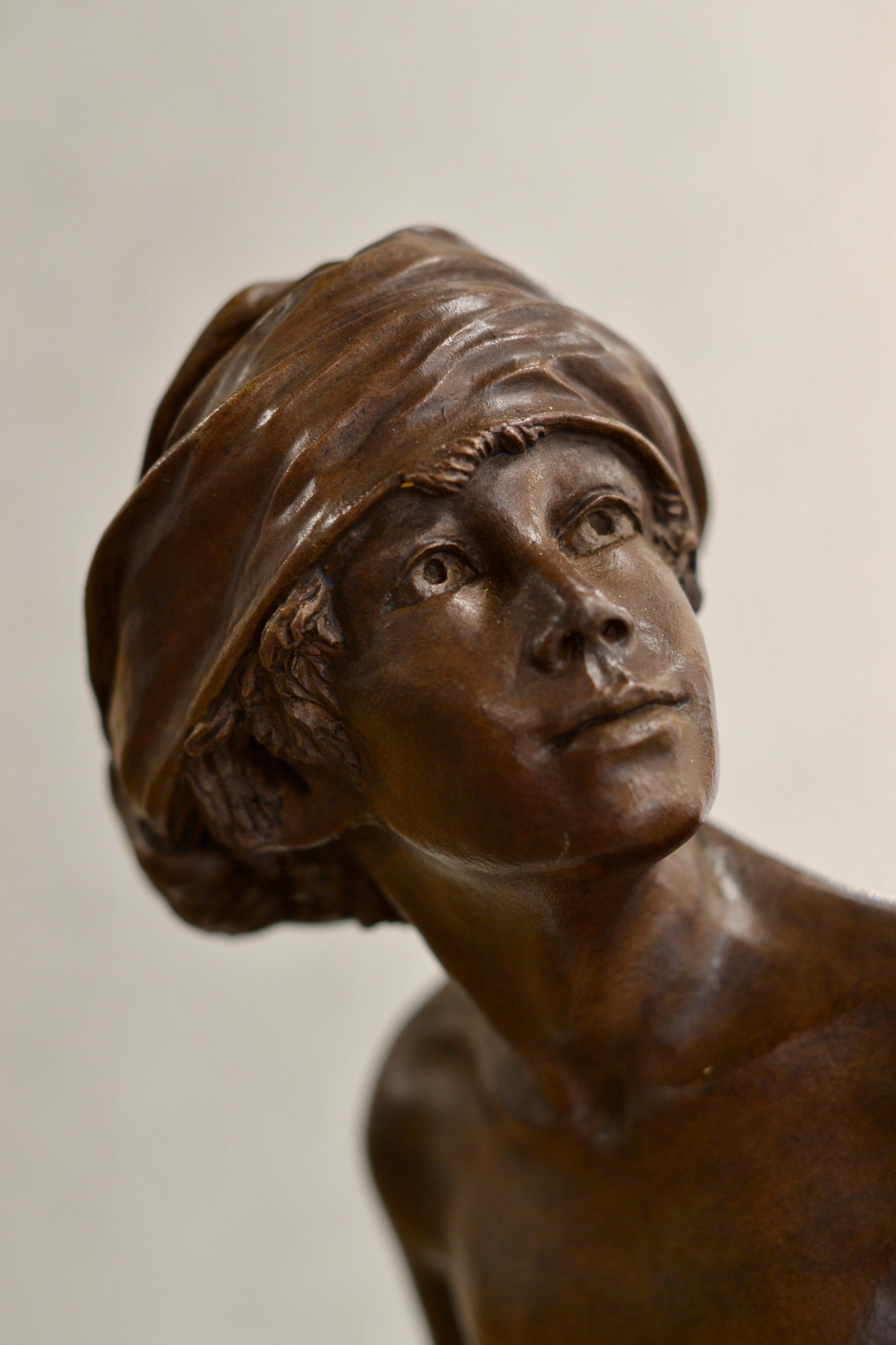 Respectus- 21st Century Contemporary Bronze Sculpture Nude Boy Wim van der Kant 1