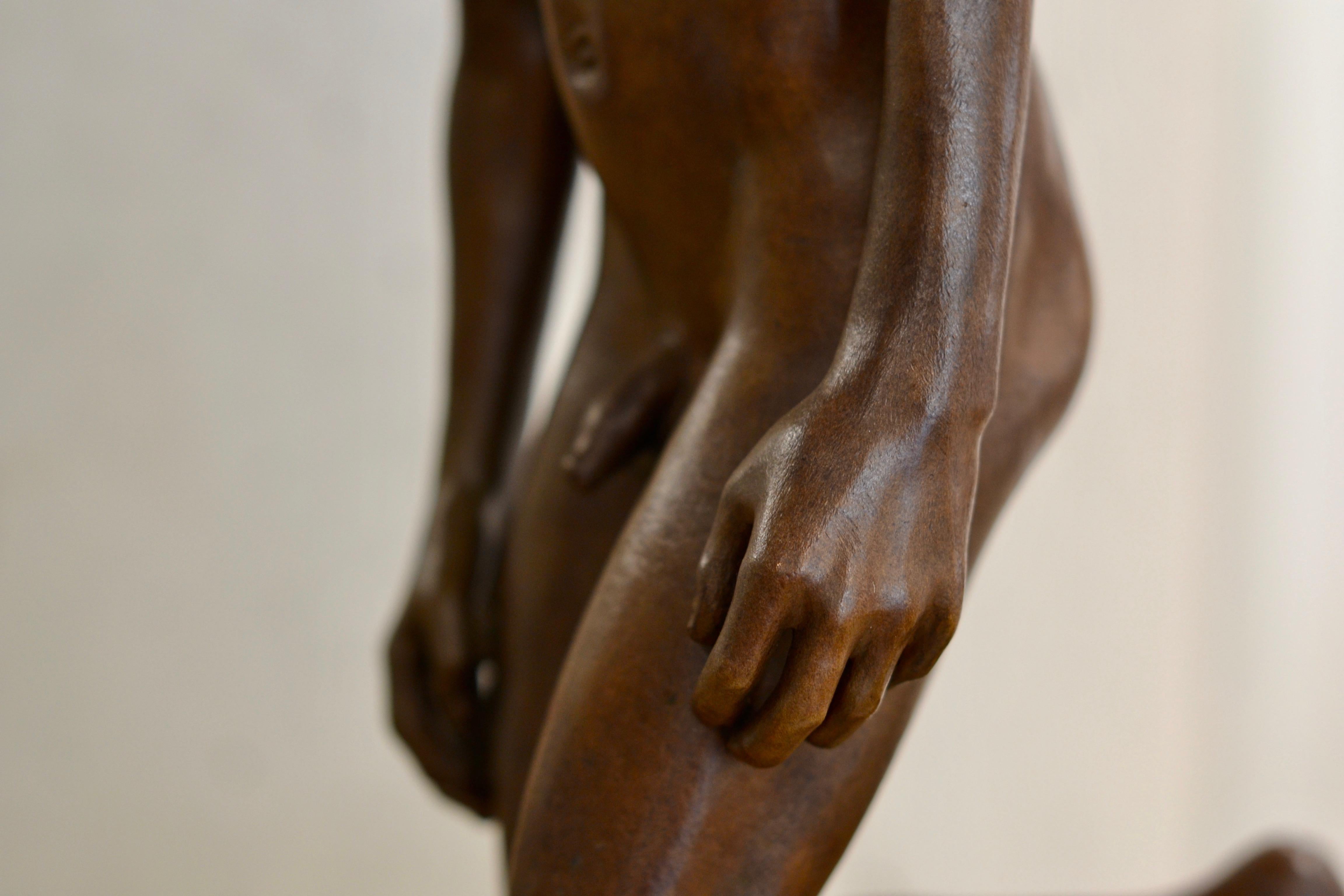 Respectus- 21st Century Contemporary Bronze Sculpture Nude Boy Wim van der Kant 7