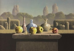 Still-life Apples and Roman glass-21st Century Contemporary  Landscape Painting