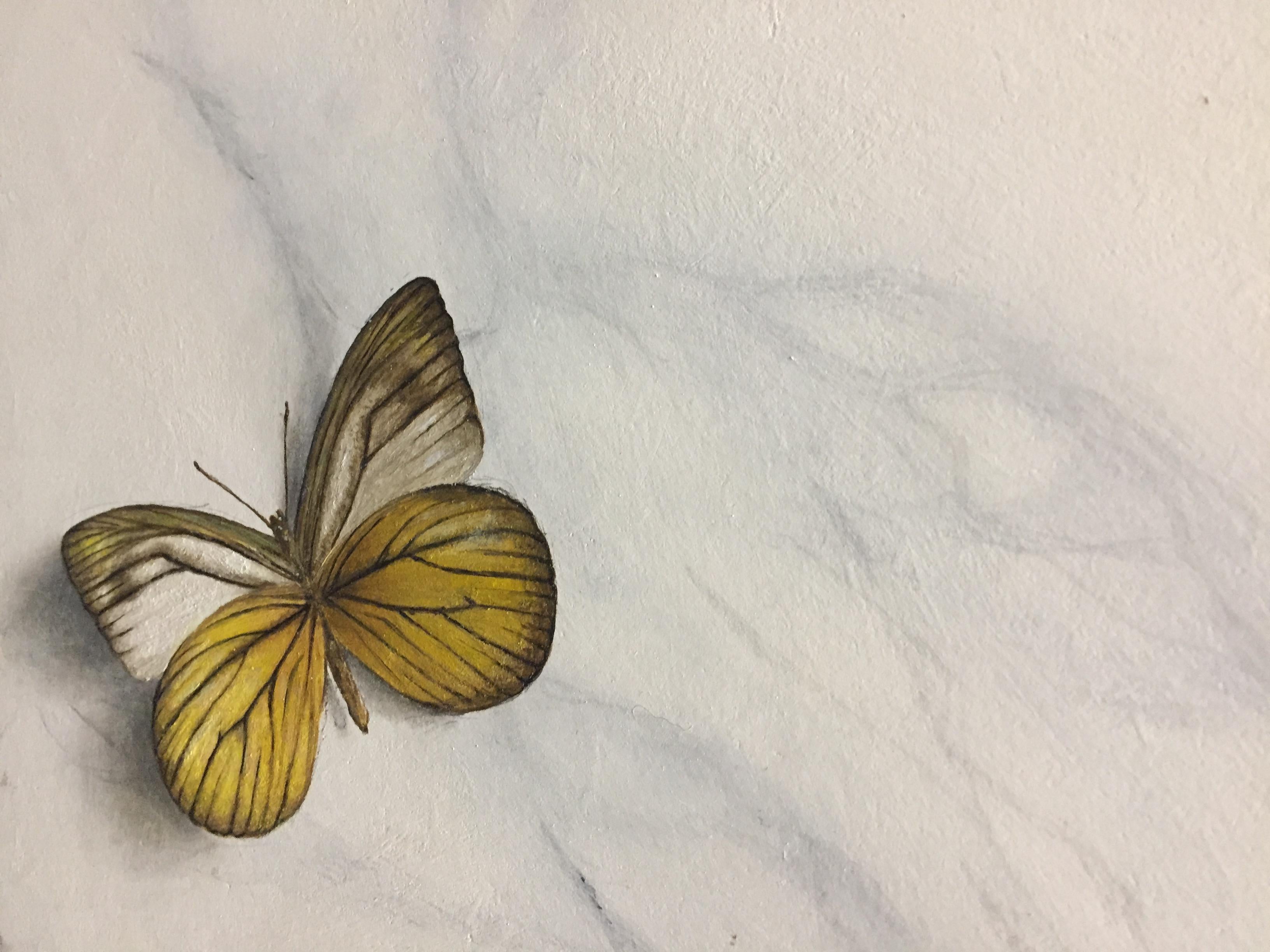 It Just Feels Right- 21st Century Contemporary Painting of Butterflies on Marble 4