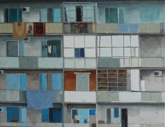 Flat 1 Georgië- 21st Century Contemporary Cityscape Painting by Gineke Zikken