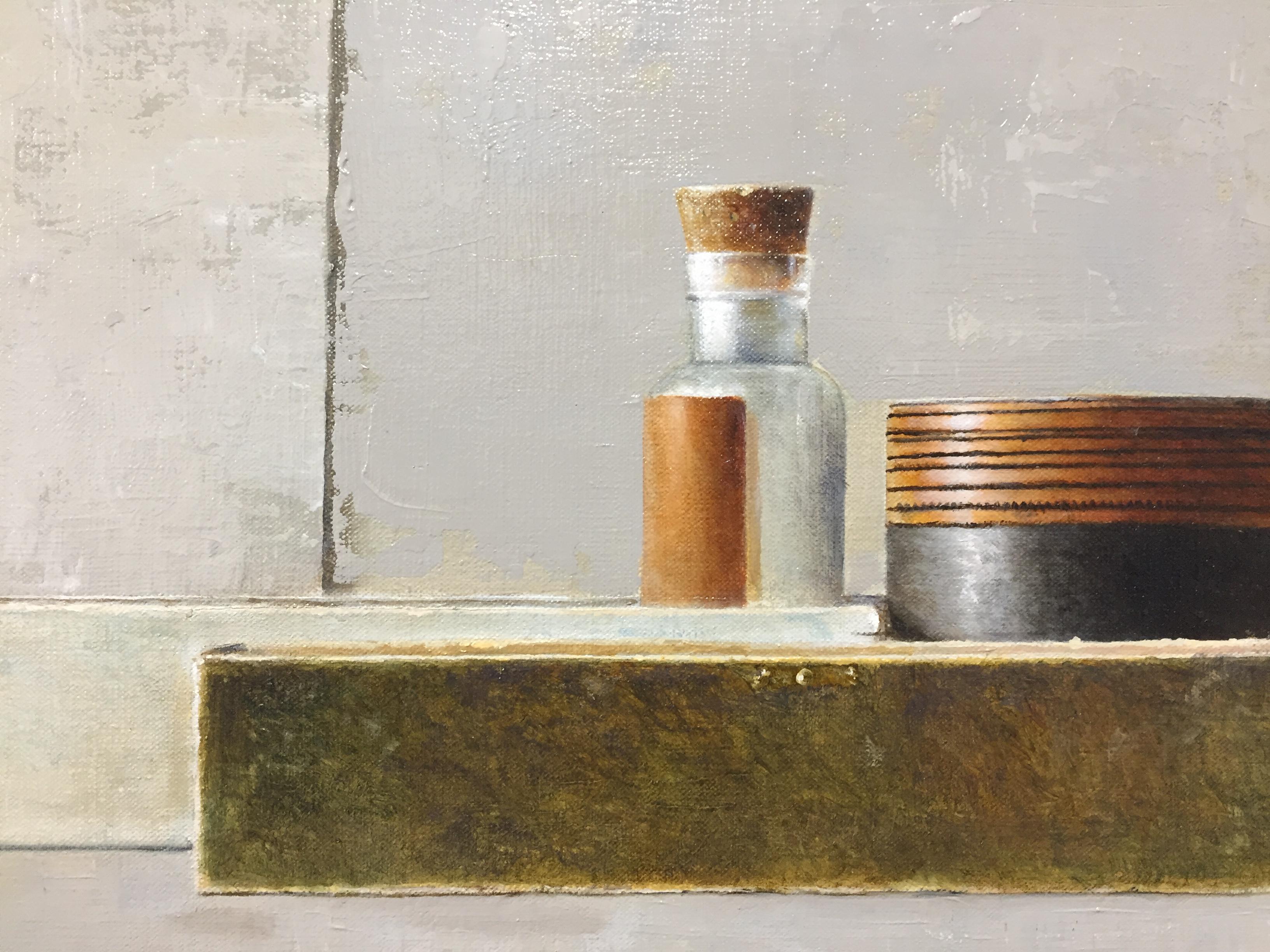 Riti - Pittura contemporanea di natura morta del 21° secolo con cassetta - Painting di Erik Zwaga