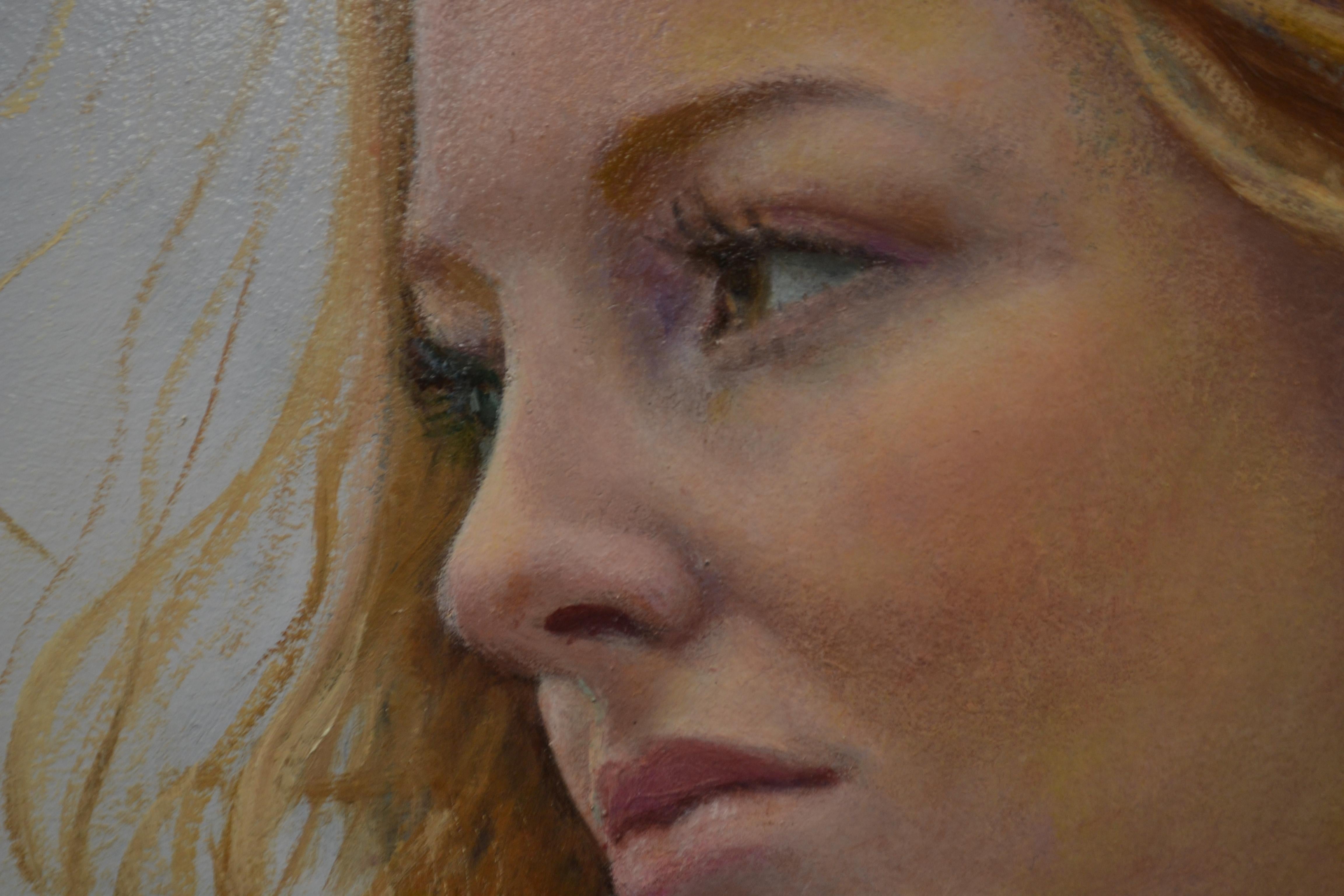 Arriva la Pioggia- 21st Century Contemporary Figure Painting of a Farmer's Wife For Sale 1