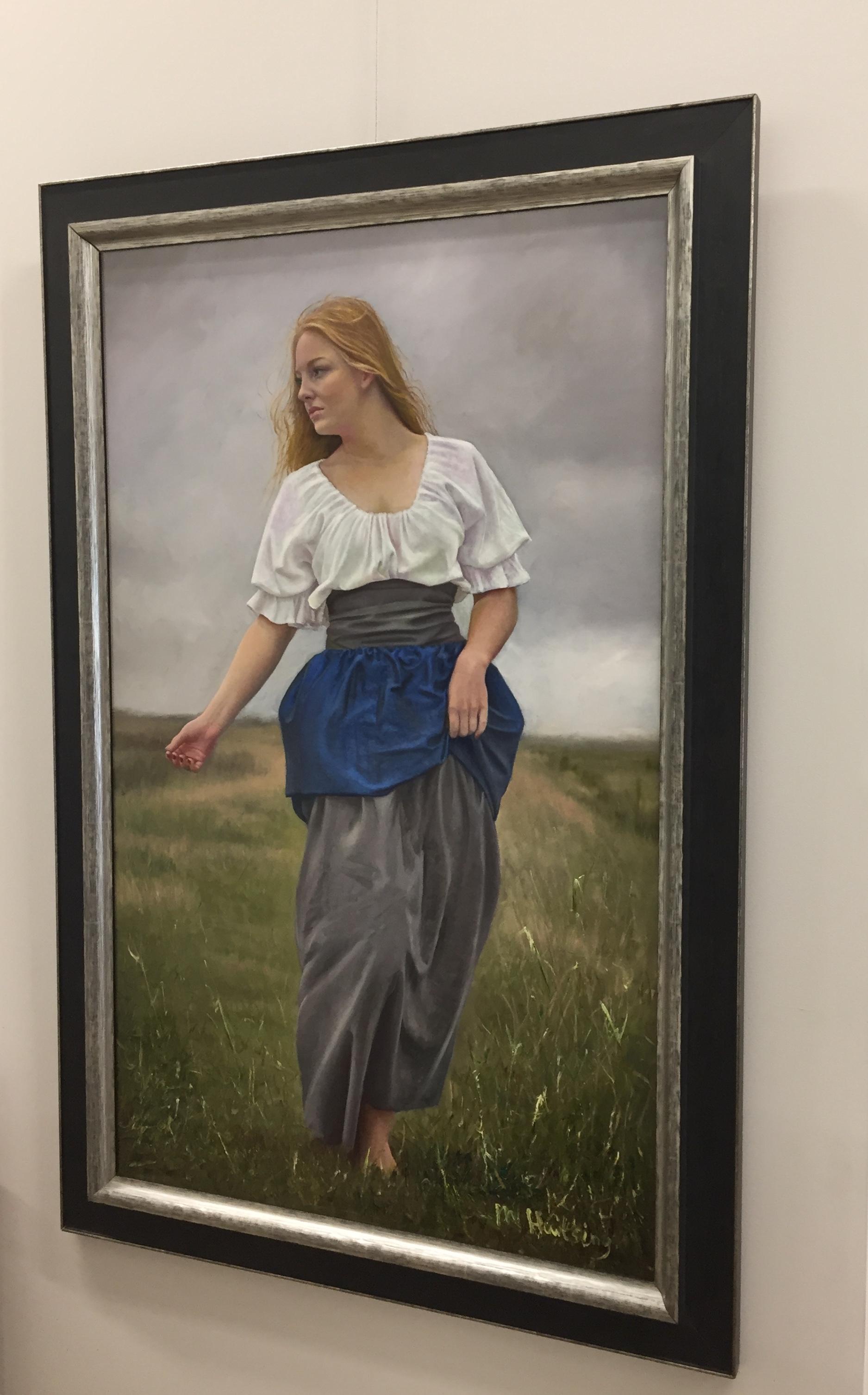 Arriva la Pioggia- 21st Century Contemporary Figure Painting of a Farmer's Wife For Sale 4