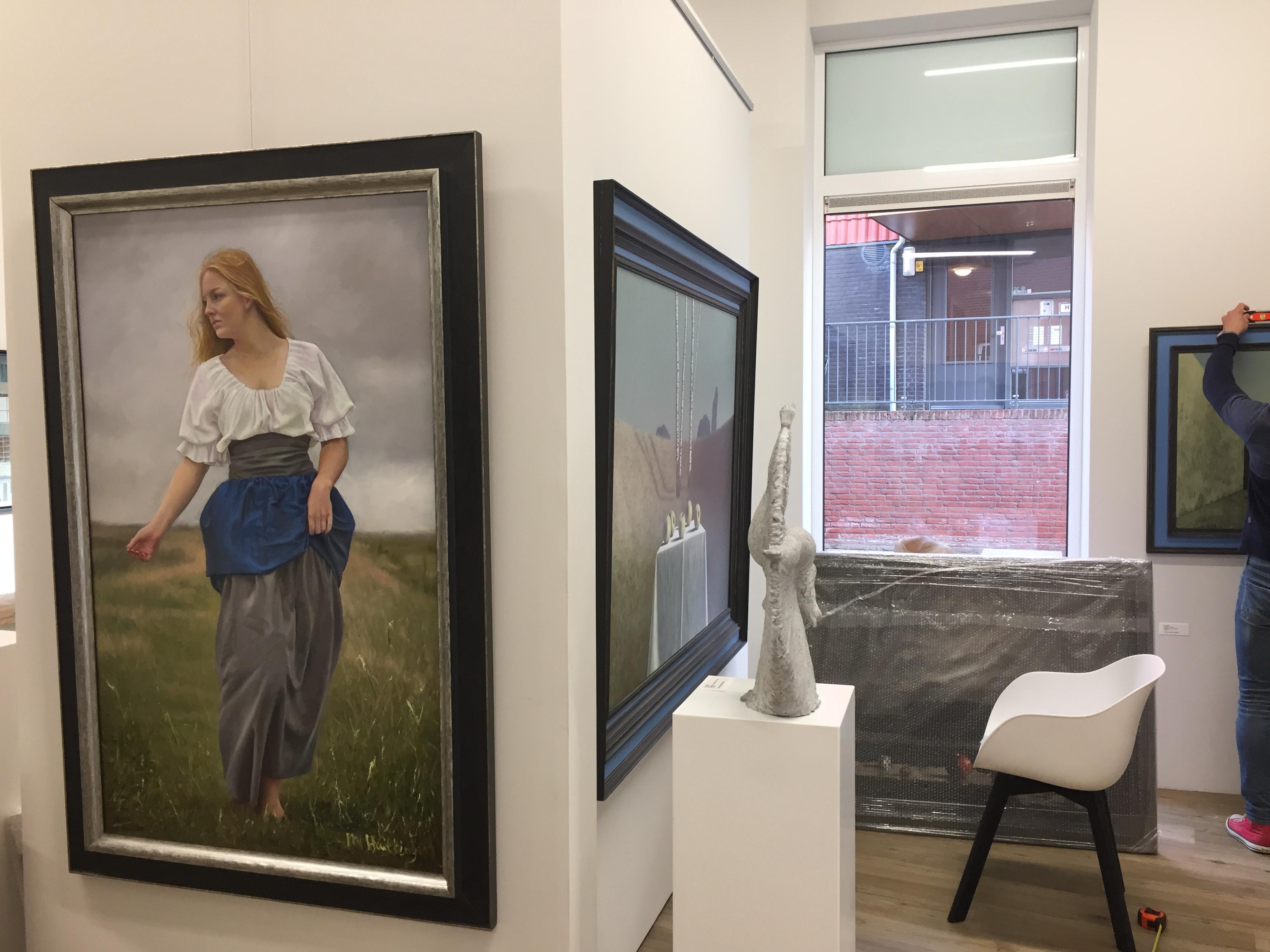Arriva la Pioggia- 21st Century Contemporary Figure Painting of a Farmer's Wife For Sale 5