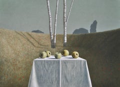 Apples in Poppy Field - Victor Muller, 21st Century Contemporary Oil Painting