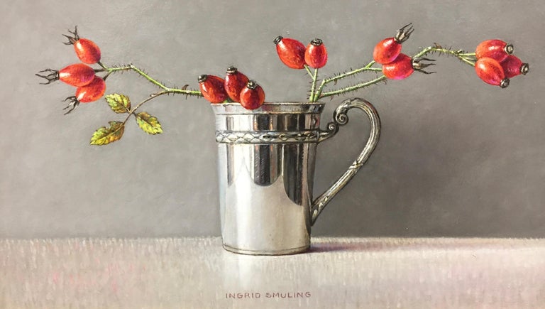 Ingrid Smuling - Rose Hips in a Silver Cup-21st Century Contemporary ...