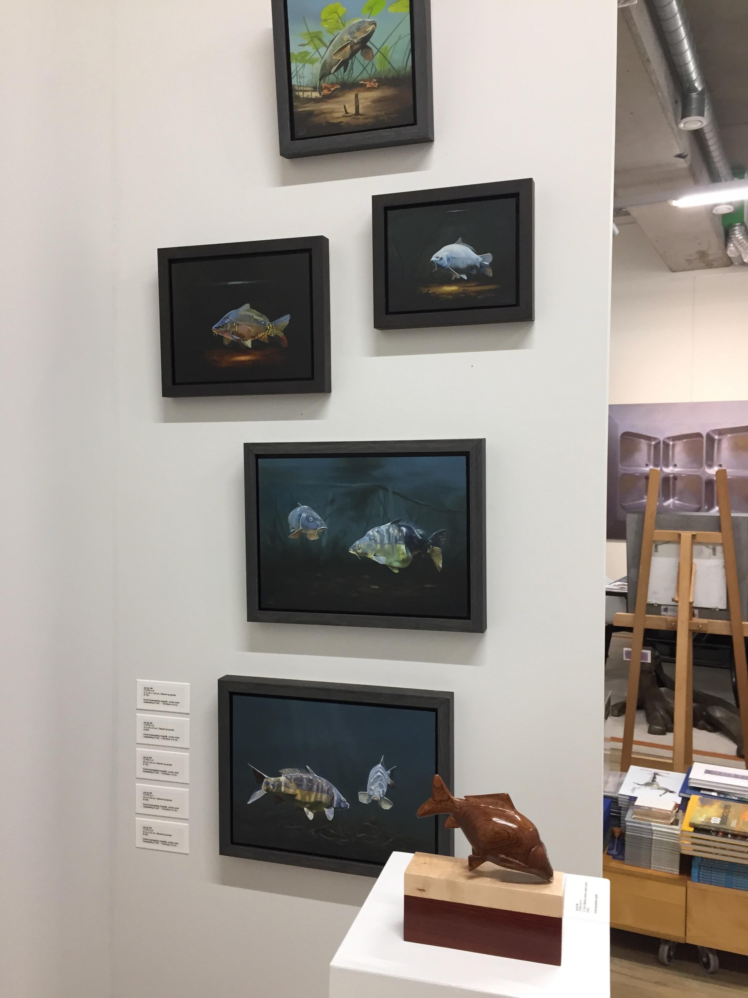 Cypri C3 - Quadro realistico contemporaneo del XXI secolo raffigurante un pesce - Animal Painting Nero di Jos de Wit