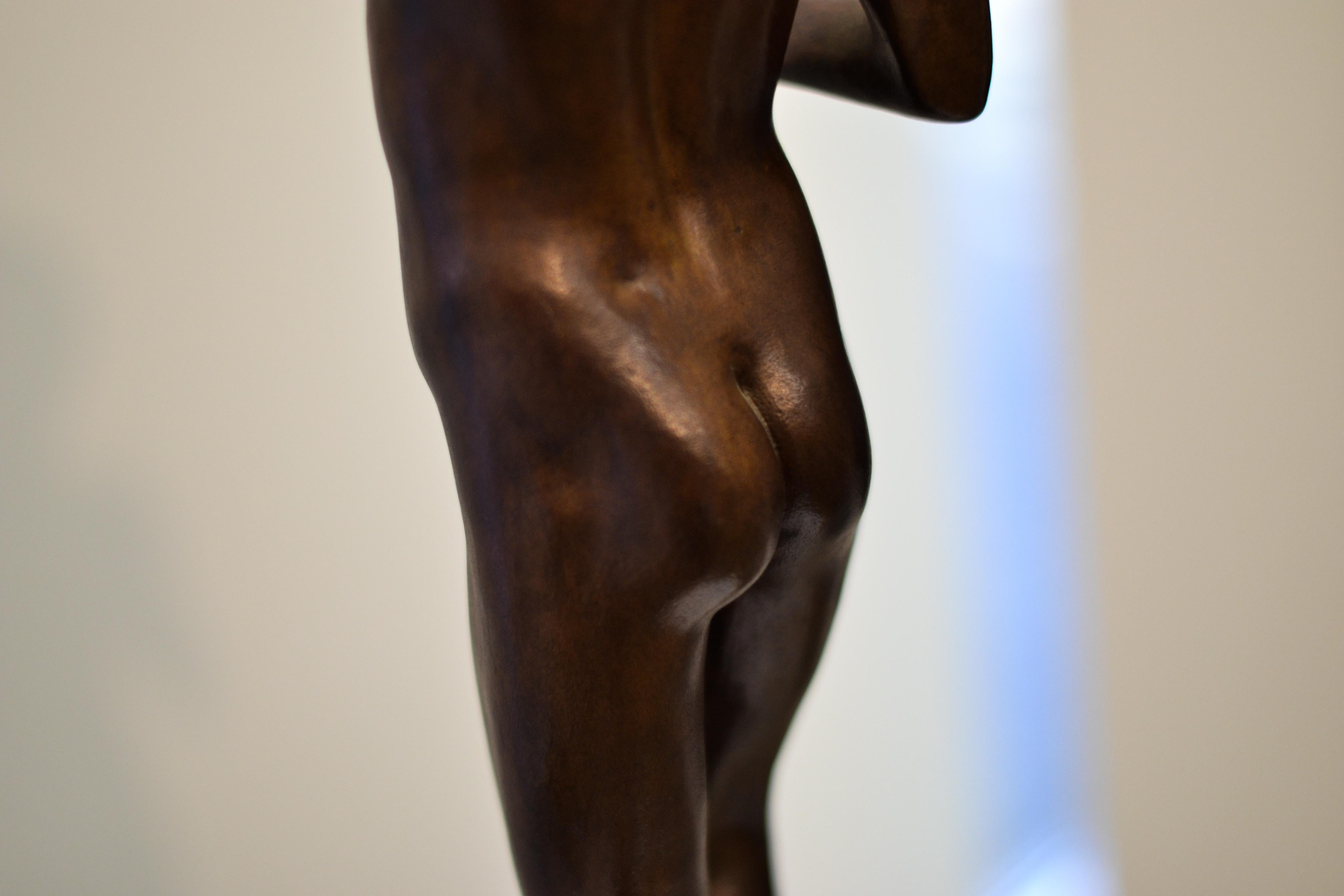Aestus- 21st Century Bronze Sculpture of a Young Nude Boy with a Shell 6