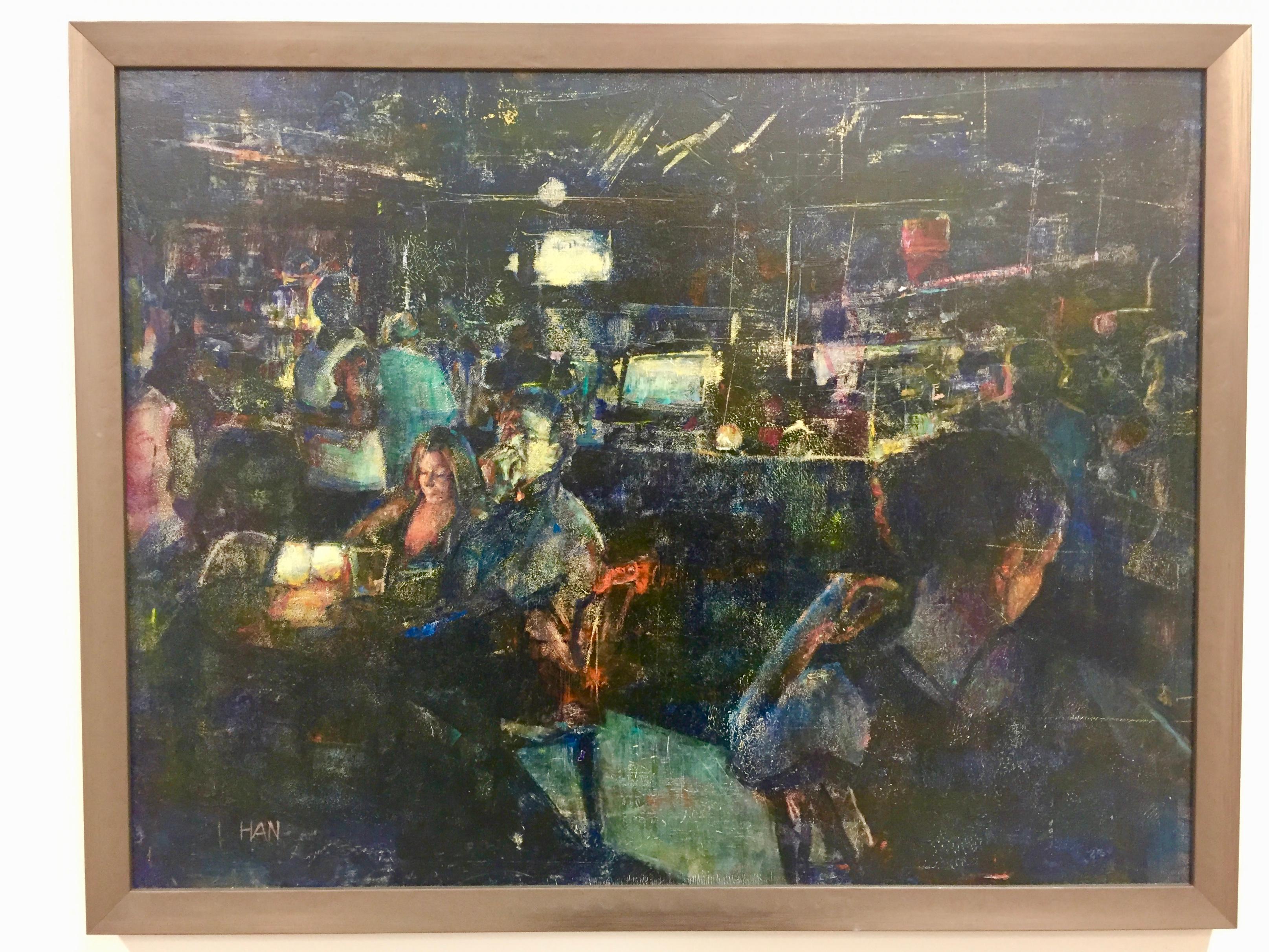 Desire- 21st Century Contemporary Painting of a Café Interior with People 2