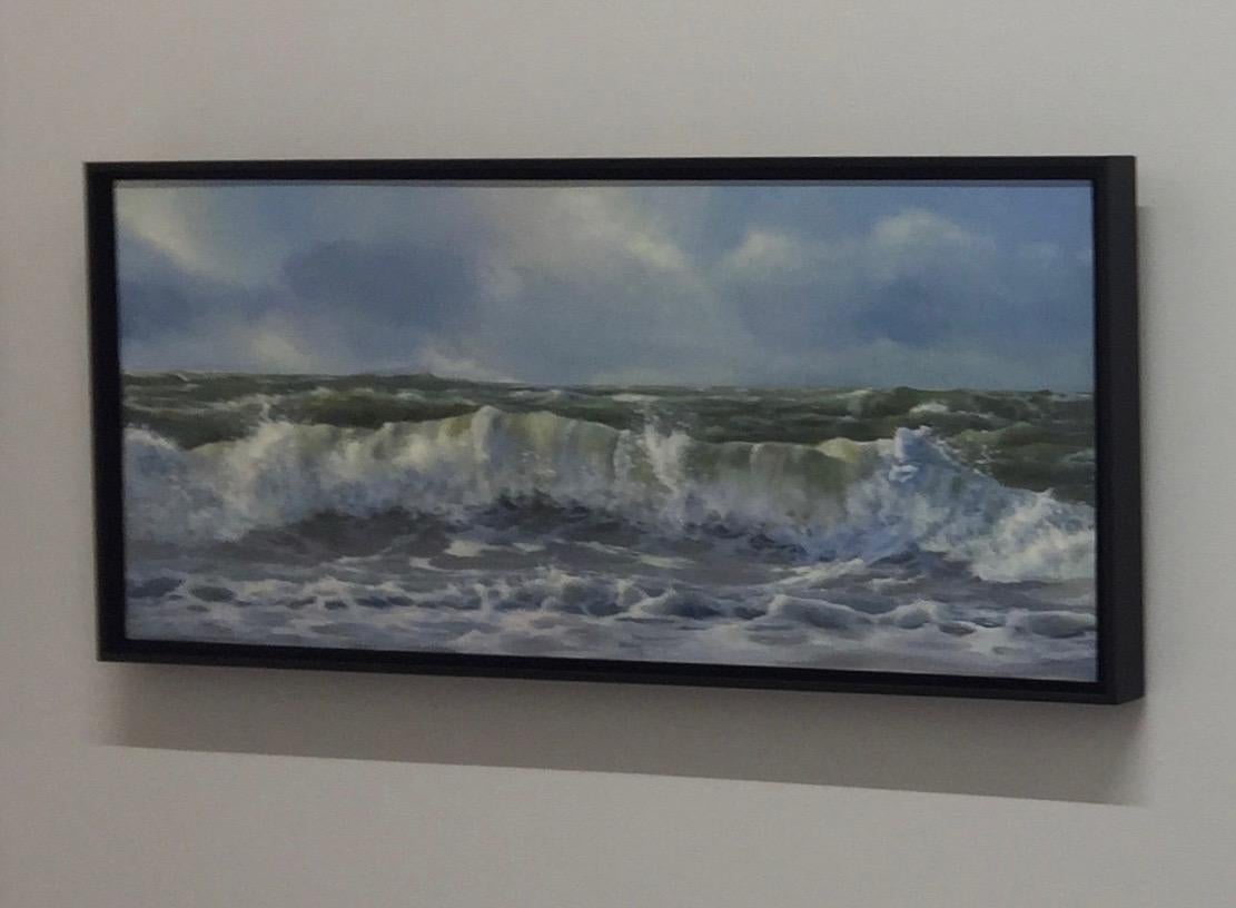 Surf - Pittura ad olio contemporanea del 21° secolo con paesaggio marino e onde - Painting Contemporaneo di Gelos Michailidis