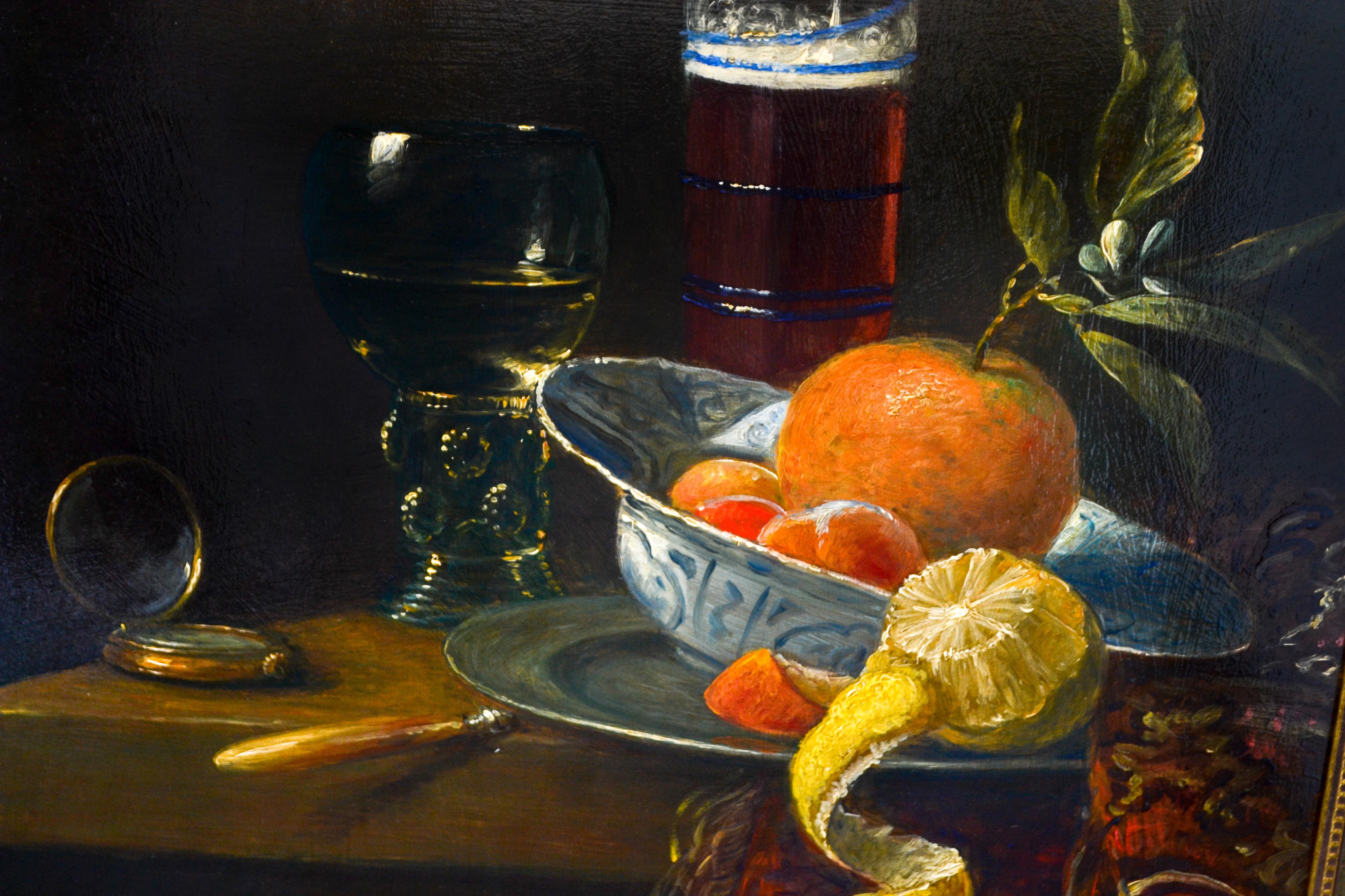 Geschälte Zitrone auf dem Tisch - Classic Style Ölgemälde von Cornelis Le Mair 3