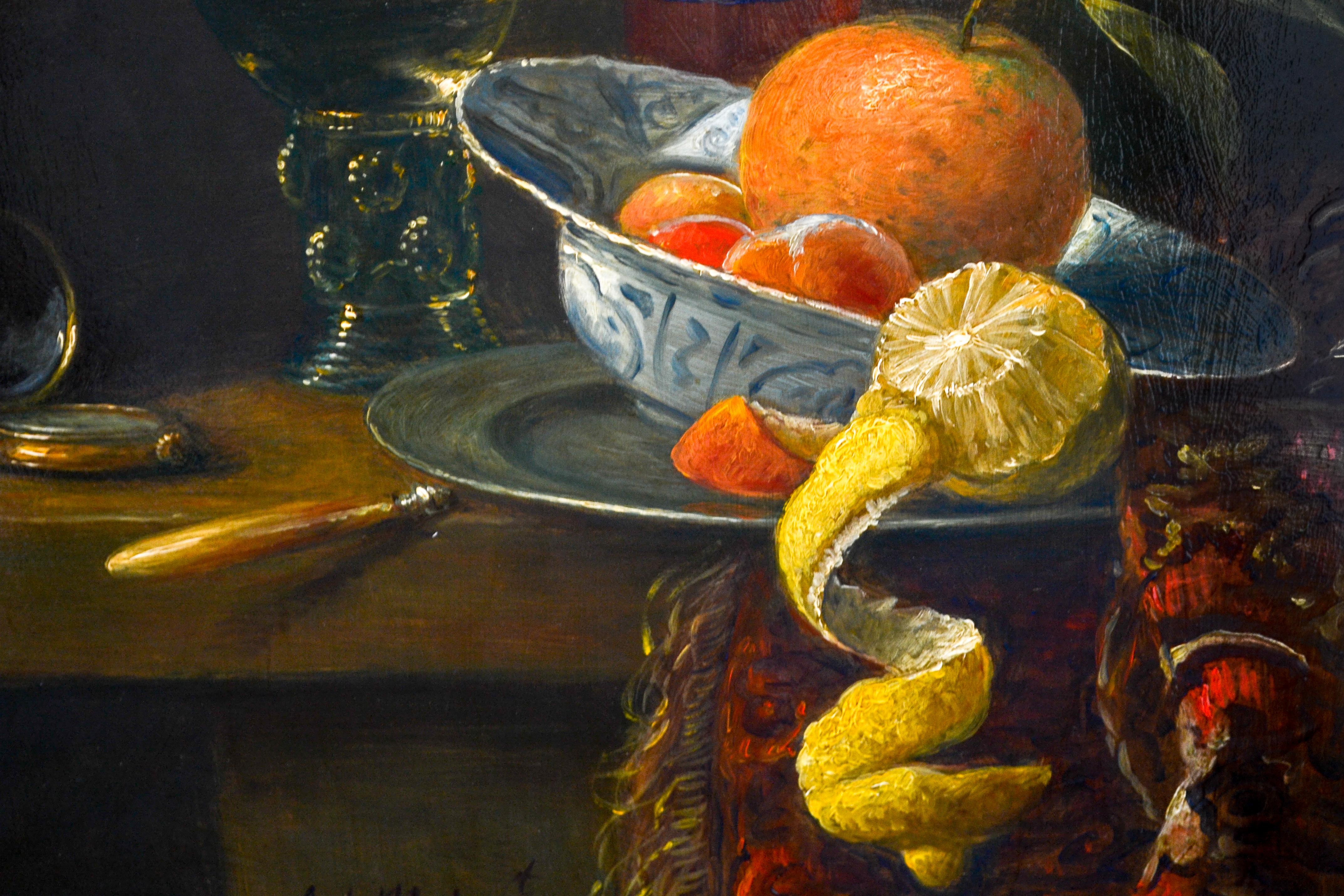 Peeled Lemon On The Table - Classic Style Oil Painting by Cornelis Le Mair  1
