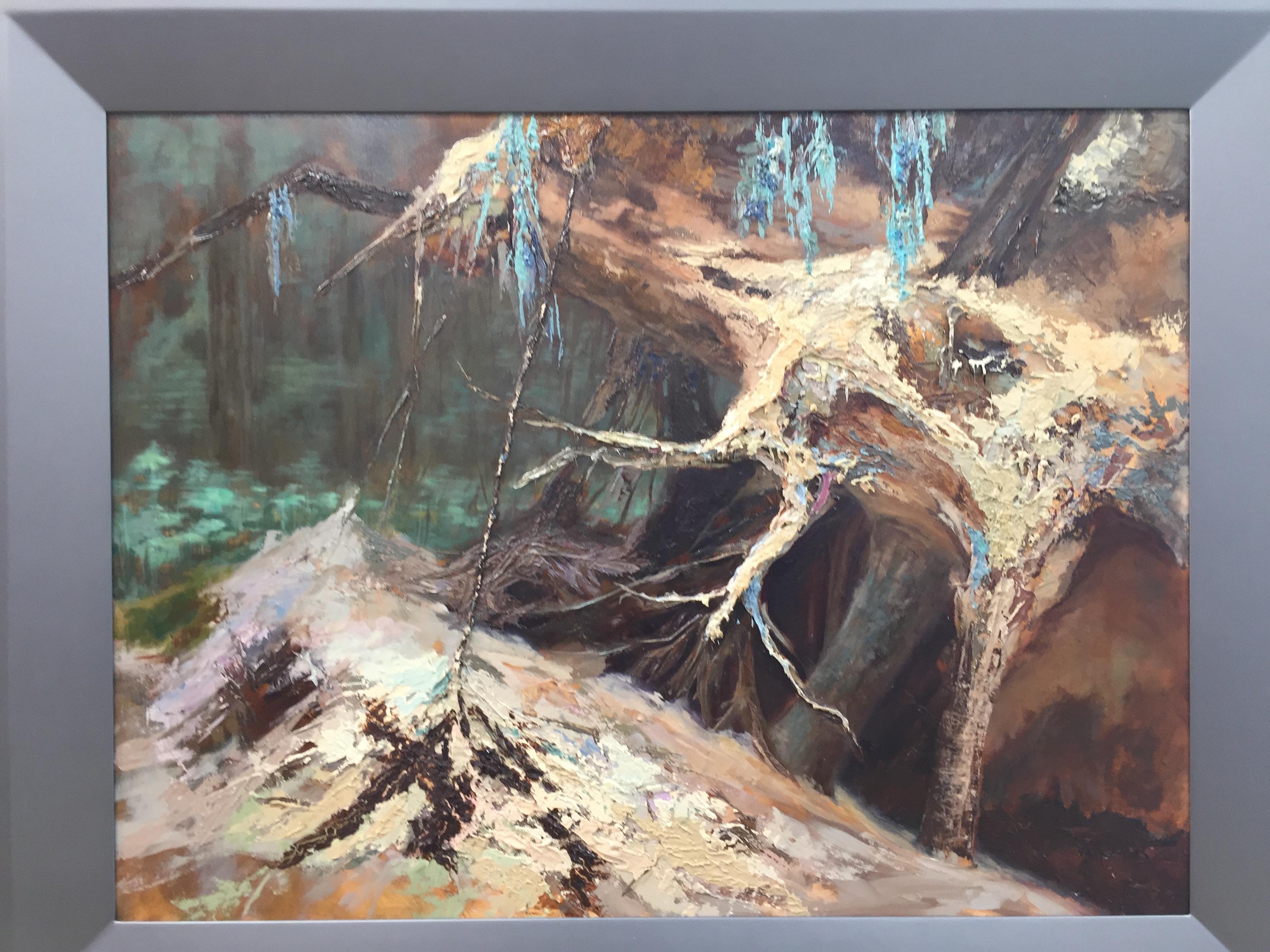 Treeroots - Pintura al óleo de paisajes del siglo XXI de la pintora holandesa Esther Schlebos en venta 5