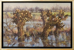 Pollard Willows - 21st Century Contemporary Oil Painting, by Dutch Corry Kooy