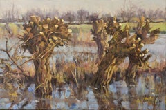 Used Pollard Willows - 21st Century Contemporary Oil Painting, by Dutch Corry Kooy