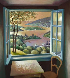La fenêtre de ma chambre - Peinture à l'huile contemporaine du 21e siècle de Michiel Schrijver