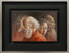 Familienfamilie des Mannes – zeitgenössisches Acrylporträt des niederländischen Poen de Wijs aus dem 21. Jahrhundert