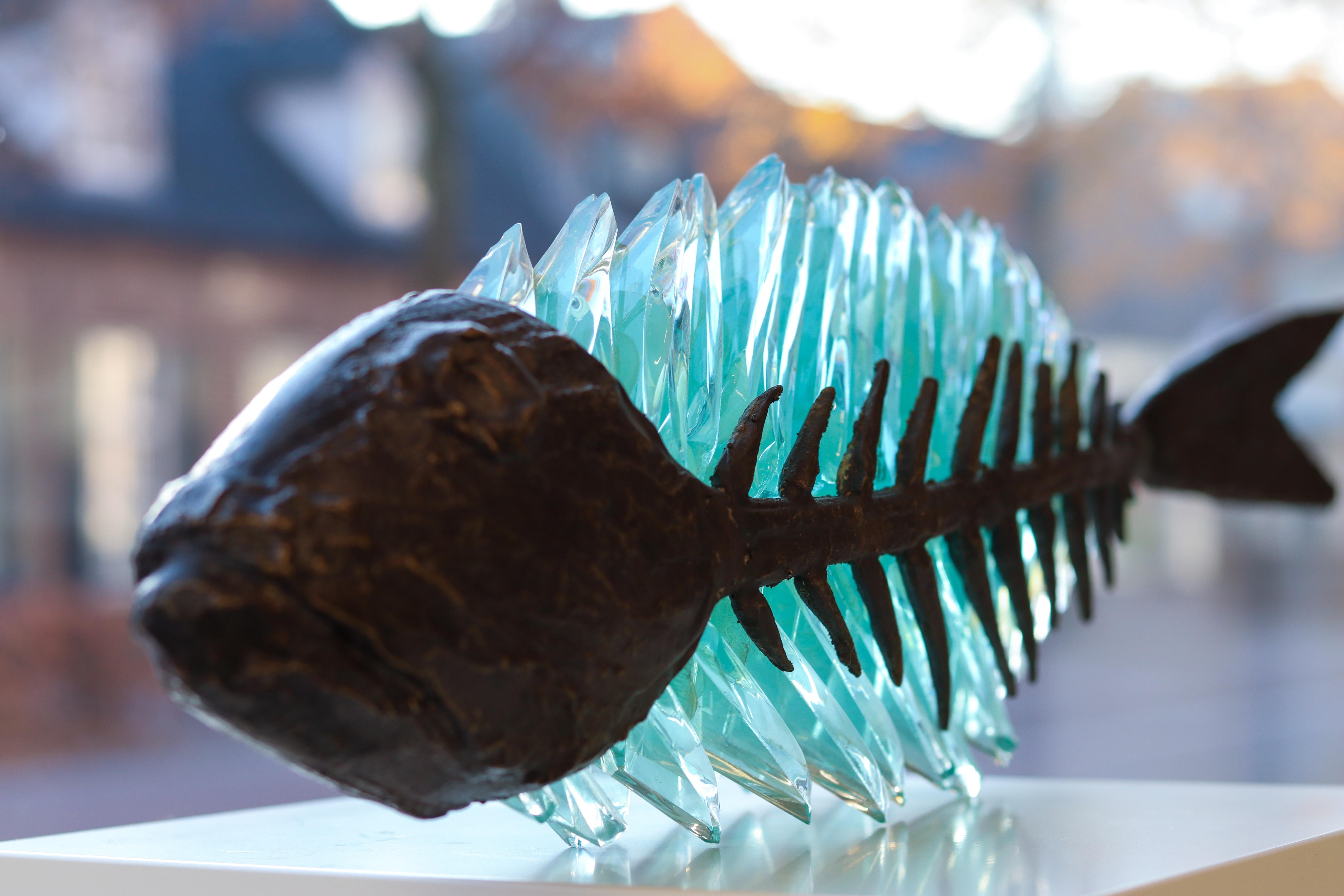 Yorgos Kypris Figurative Sculpture - Entrapped fish - Barracuda, 21st Century Contemporary Sculpture by Yrgos Kypris