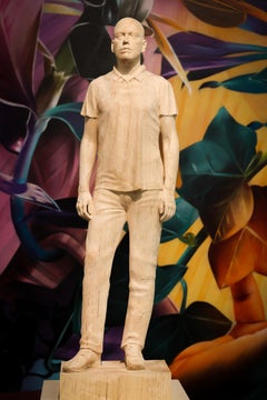 Man Standing, 21st Century Contemporary Wooden Sculpture by Pedro Quesada Sierra
