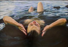 Suzanne - 21st Century Contemporary Oil Painting of a bathing woman