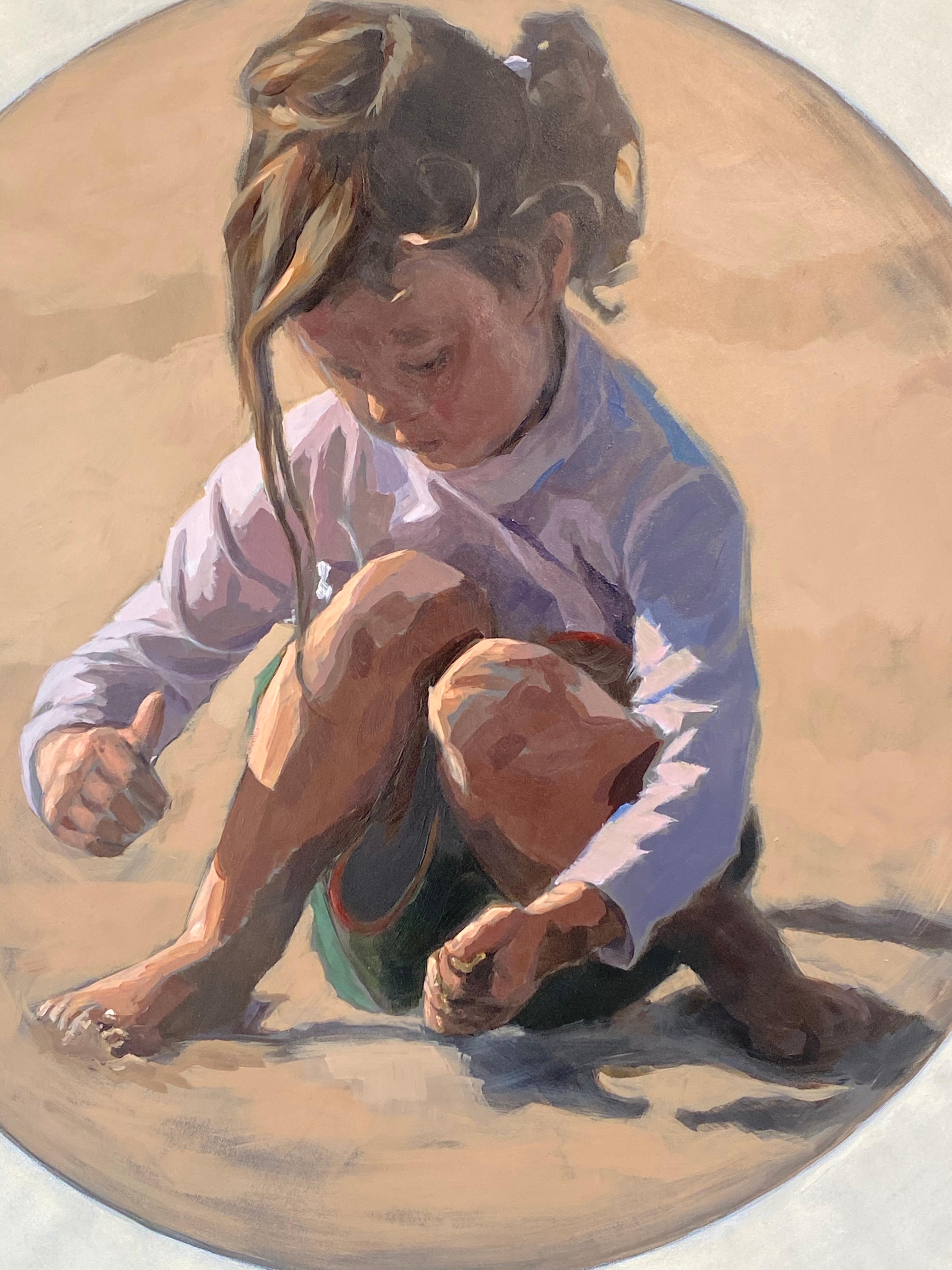 Fascination - Peinture néerlandaise du 21e siècle représentant un enfant jouant - Contemporain Painting par Mitzy Renooy