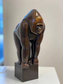 Gorilla- 21st Century Dutch Bronze sculpture of a Gorilla