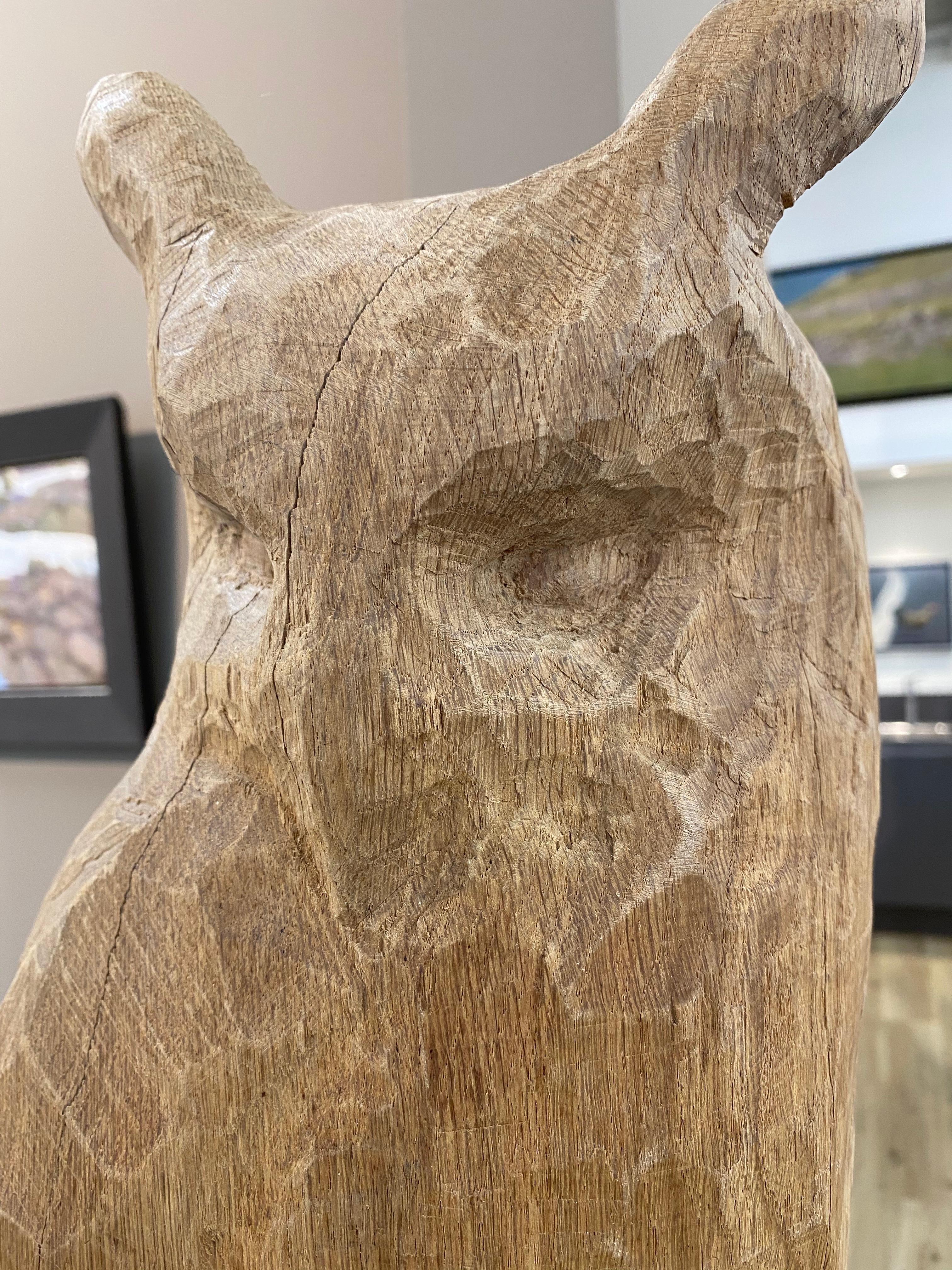 Eagle Owl - 21st Century Sculpture of an Owl made of oak - Brown Abstract Sculpture by Jaap Deelder