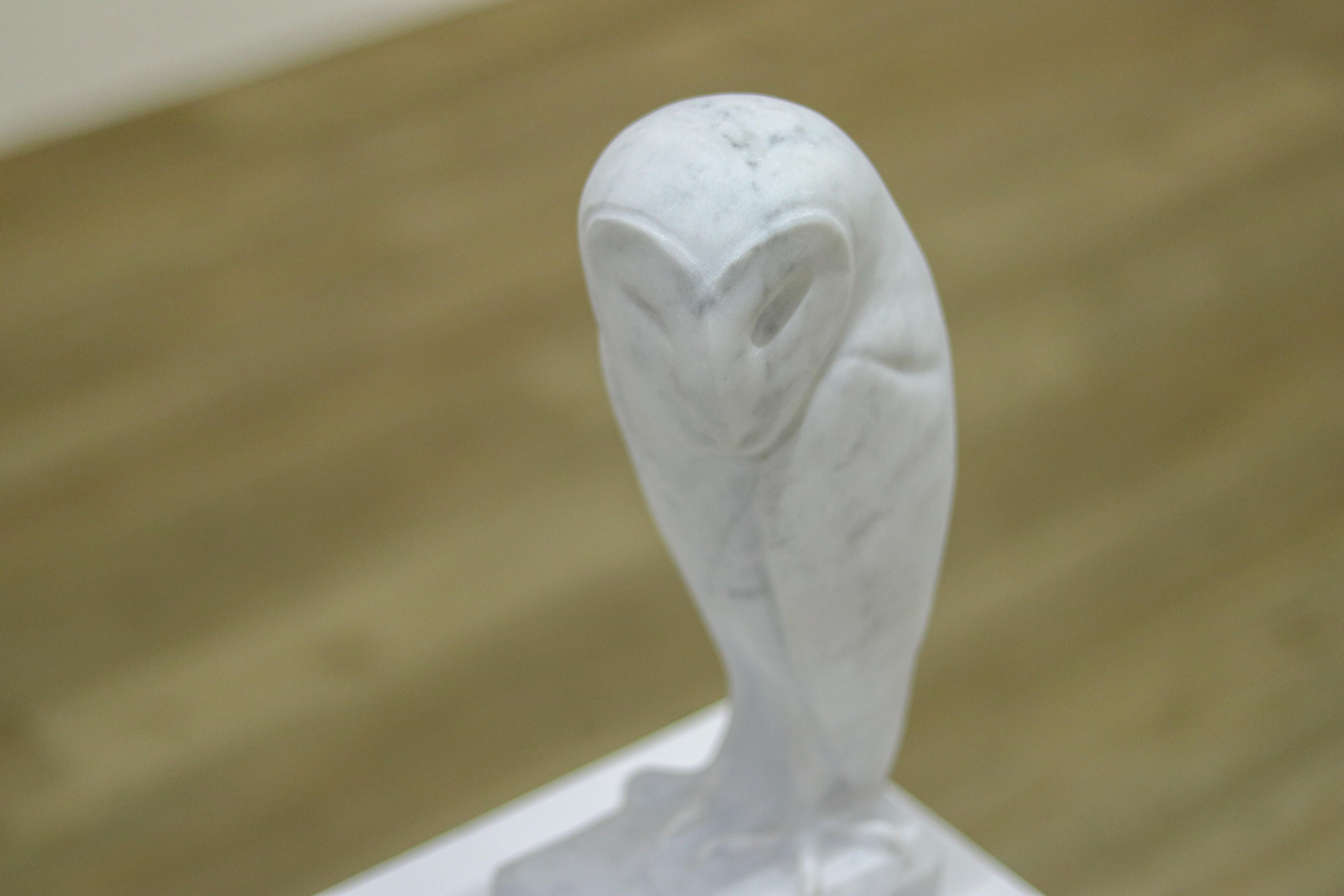 Barn Owl- 21st Century Dutch marble sculpture of an owl  7