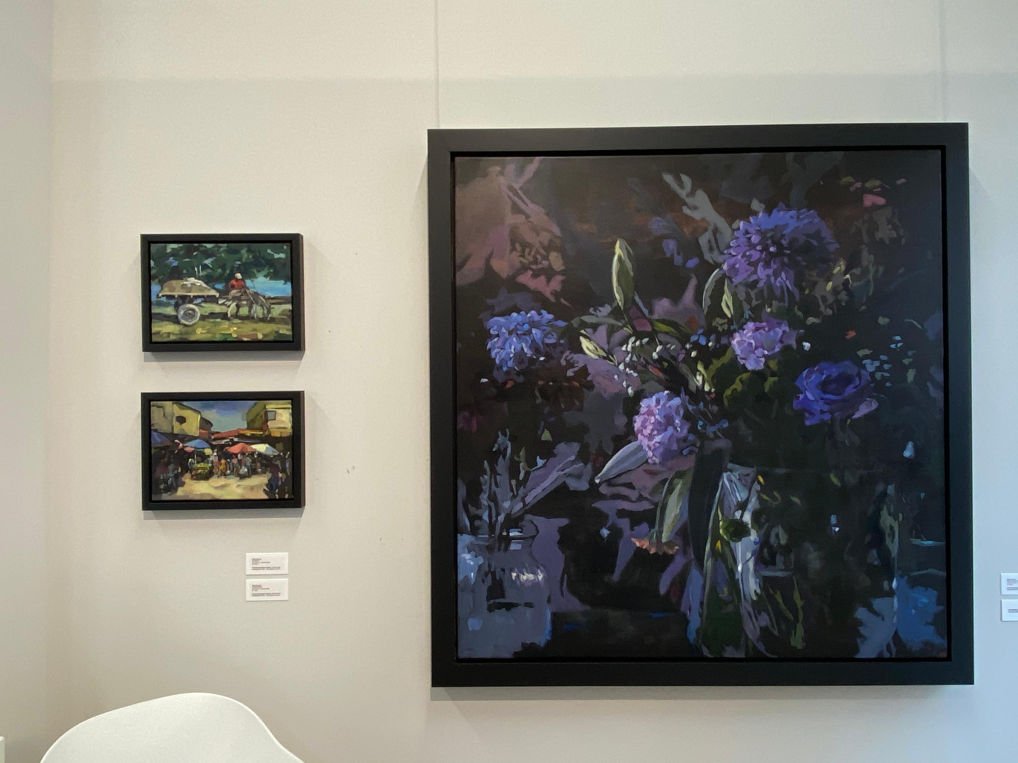 The Color Purple- 21st Century Dutch Still-life with flowers painting - Painting by Mitzy Renooy