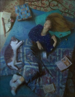 Lazy Morning - 21st Century Contemporary Oil Painting by Ksenya Istomina