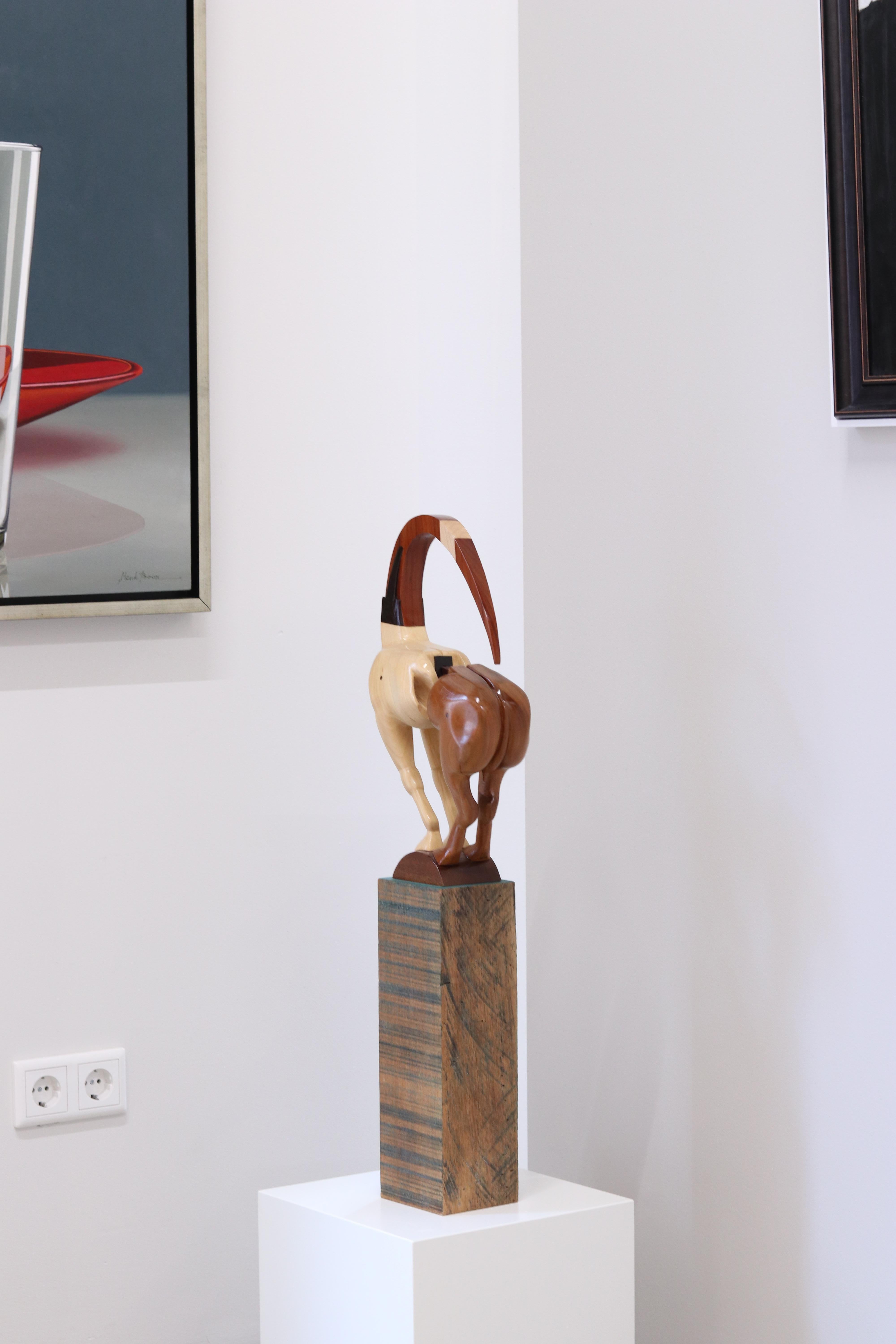 Equus Capricornus - 21st Century Contemporary Wooden Sculpture by Jos de Wit For Sale 1
