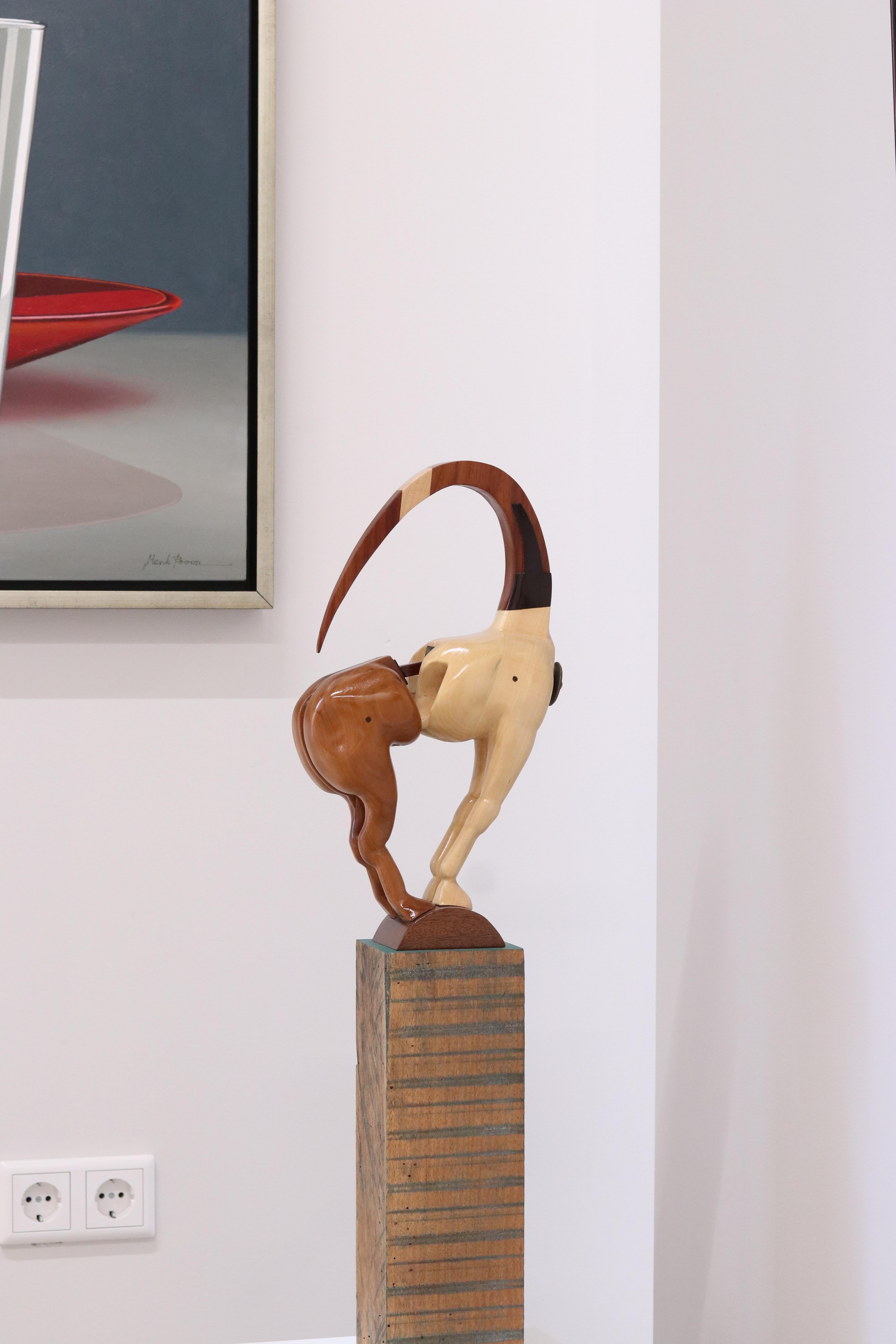 Equus Capricornus - 21st Century Contemporary Wooden Sculpture by Jos de Wit For Sale 4