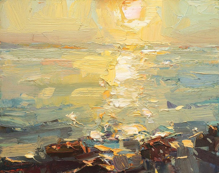 Roos Schuring Seascape Bright Sunset Ocean And Rocks