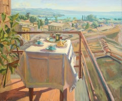 Mesa de verano Italia III - Pintura al óleo contemporánea del siglo XXI por Joost Doornik