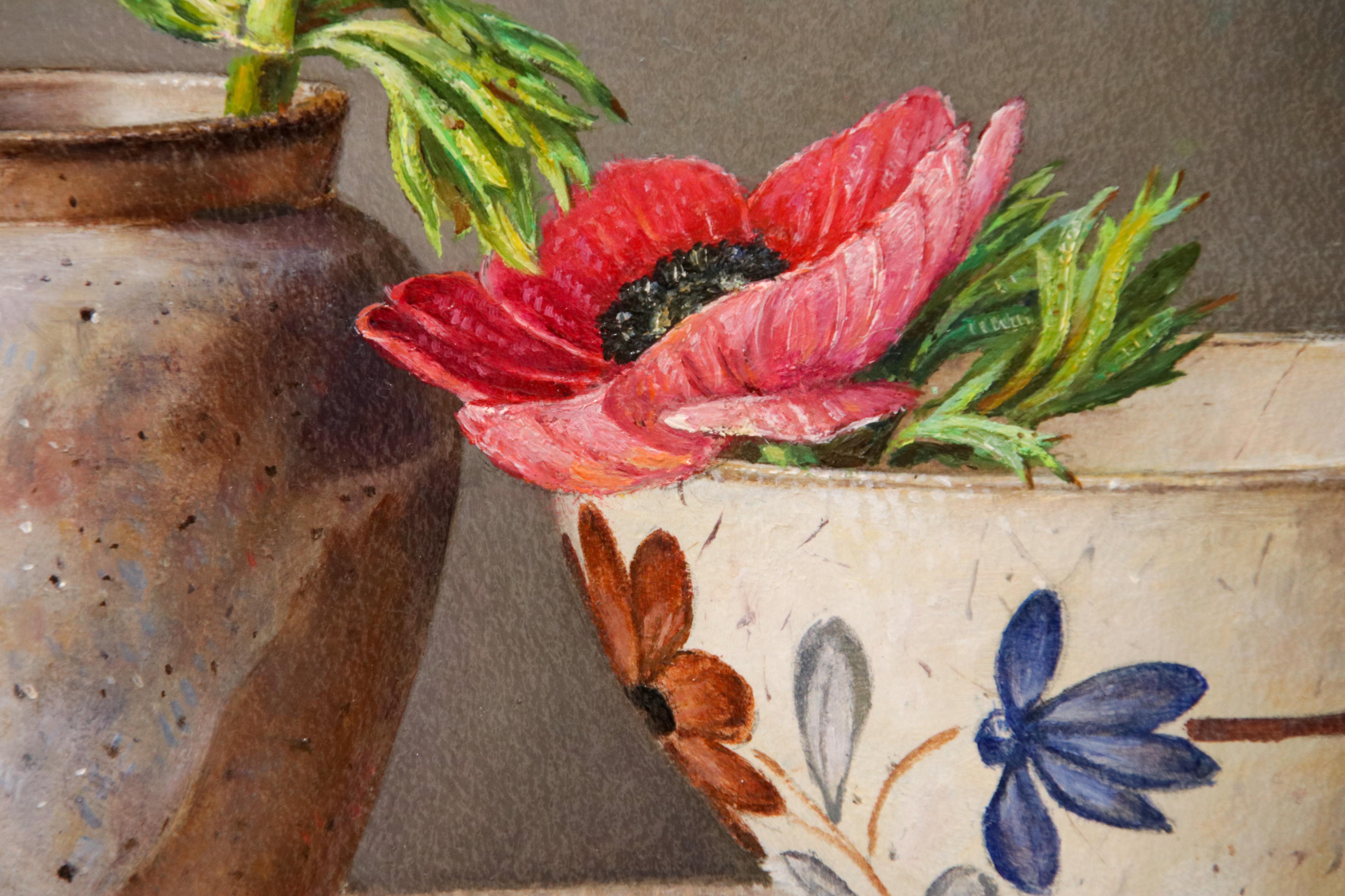 Anémonas rosadas - Bodegón contemporáneo del siglo XXI por Ingrid Smuling en venta 3