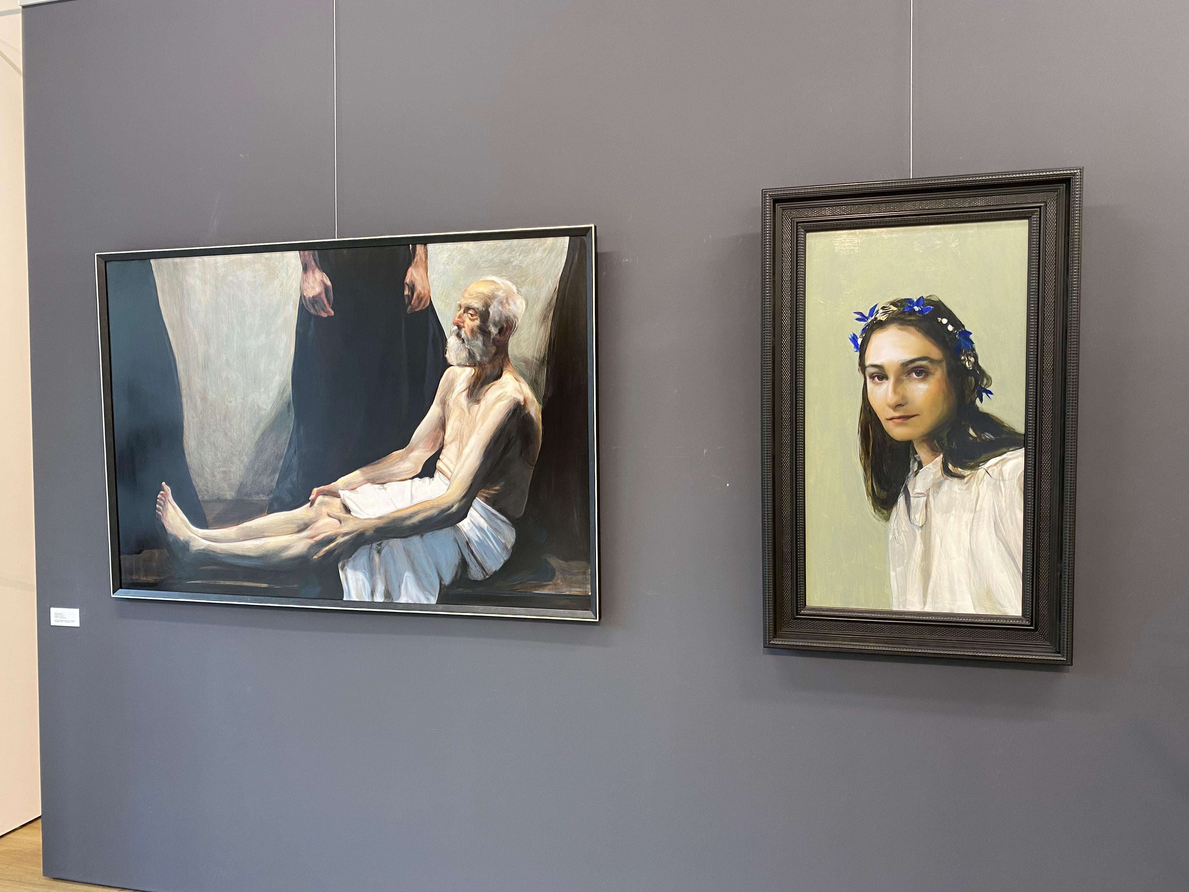 Job- 21st Century Contemporary Dutch Painting about the story of Job - Black Figurative Painting by Egbert Modderman