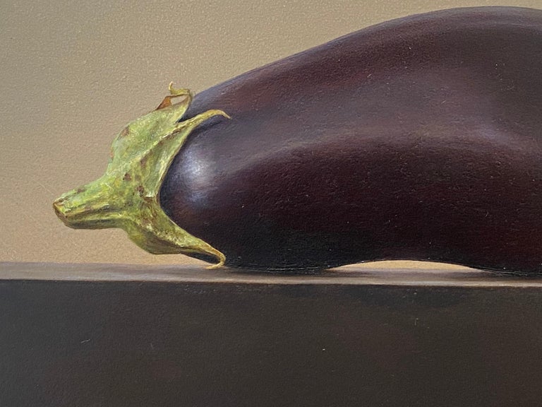 Bart Koning Eggplant 21st Century Contemporary Hyper Realistic Still Life Oil Painting For Sale At 1stdibs