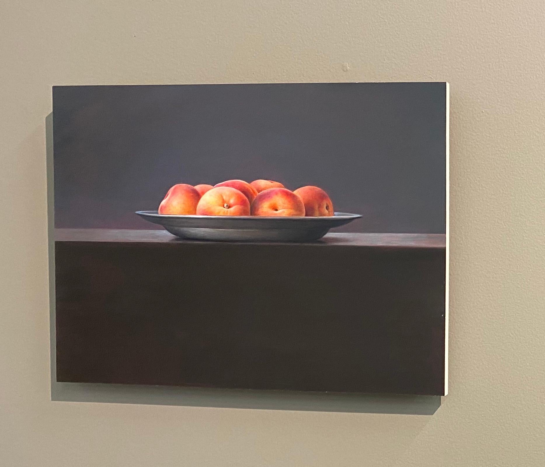 Apricots- 21st Century Contemporary Still-life painting of fruits on a platter - Painting by Bart Koning