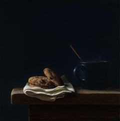 Black Cup With Cookies - 21st Century Contemporary Still-Life, Daily Objects