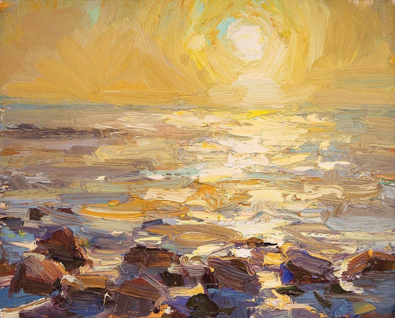 Roos Schuring Seascape Rocks And Yellow Sunshine 21st Century