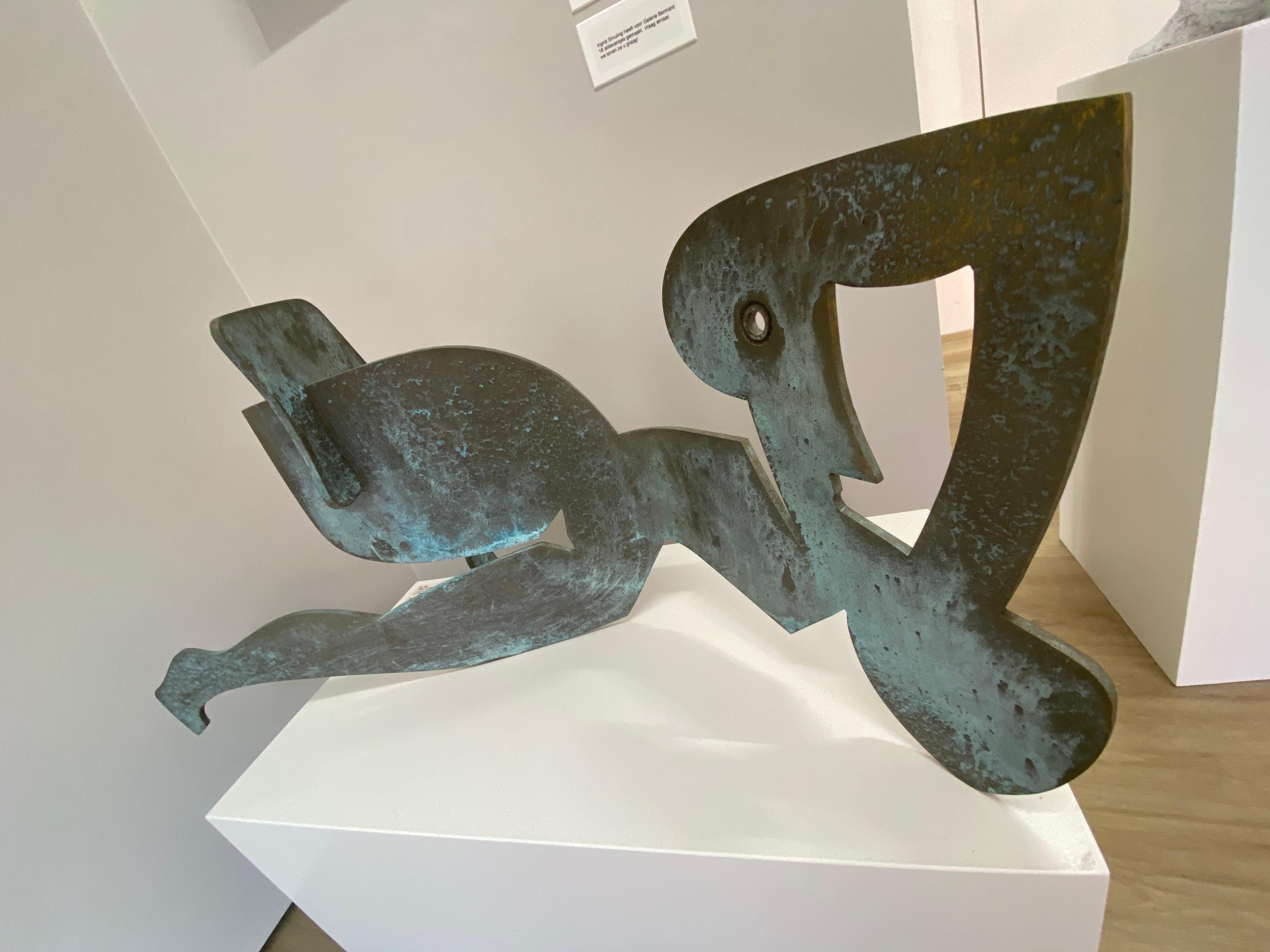 Pablo's wife -21st century Contemporary sculpture of brass - Gray Abstract Sculpture by Jan Wils