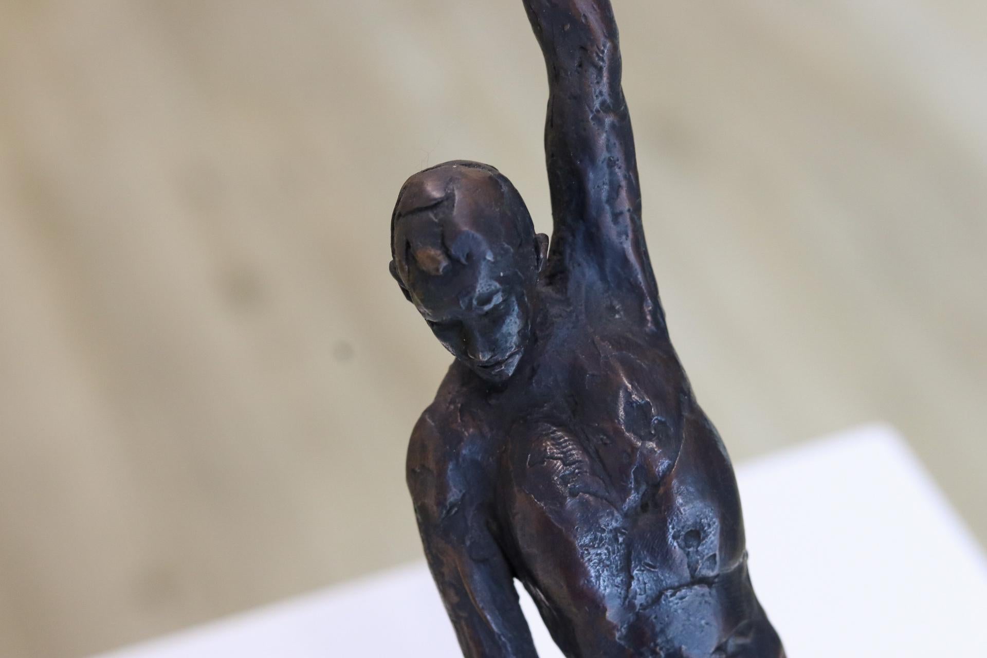 Male Nudity - 21st Century Contemporary Bronze Sculpture of a Nude Man Standing - Gold Figurative Sculpture by Romee Kanis