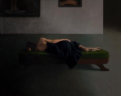 Woman on Sofa - 21st Century Contemporary Oil Painting of a Woman Lying Down