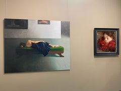 Woman on Sofa - 21st Century Contemporary Oil Painting of a Woman Lying Down